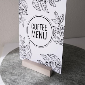 Set mit 5 Menühaltern im Betonstil • Gips-Tischschildständer • Hochzeit-Platzkartenhalter • QR-Code-Anzeige Modernes Restaurant-Café-Dekor