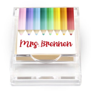 Faded Crayons Acrylic Sticky Note Holder | Custom Teacher Gift | Teacher Appreciation Gift | Sticky Notes | Personalized