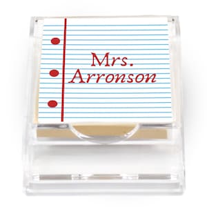 Teacher Lined Acrylic Sticky Note Holder | Custom Teacher Gift | Teacher Appreciation Gift | Sticky Notes |Personalized Holiday Teacher Gift