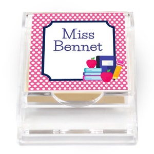 Teacher&#39;s Desk Gear Acrylic Sticky Note Holder | Custom Teacher Gift | Teacher Appreciation Gift | Sticky Notes