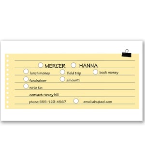 A Note To Teacher Money Envelopes Personalized | School Envelopes | Lunch Money | School Lunch | Class Trip |Cash To Teacher