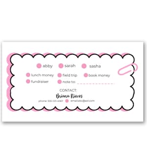 Scallops Money Envelopes Personalized | School Envelopes | Money Envelopes | Lunch Money | School Lunch | Class Trip |Cash to Teacher