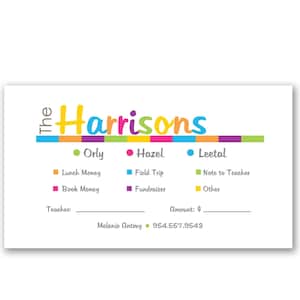 Bright Border Money Envelopes Personalized | School Envelopes | Money Envelopes | Lunch Money | School Lunch | Class Trip |Send Cash Teacher