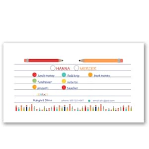 Pencils Money Envelopes Personalized | School Envelopes | Money Envelopes | Lunch Money | School Lunch | Class Trip |Cash to Teacher
