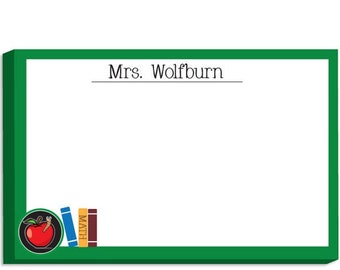 Apple & Books Personalized Teacher Notepad | Custom Teacher Note Pad | Teacher Stationery | Custom Teacher Gift | Teacher Appreciation Gifts