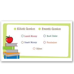Red Apple Money Envelopes Personalized | School Envelopes | Money Envelopes | Lunch Money | School Lunch | Class Trip | Send Money to School