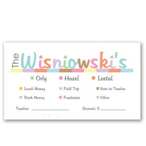 Pastel Border  Money Envelopes Personalized | School Envelopes | Money Envelopes | Lunch Money | School Lunch | Class Trip |Cash to Teacher