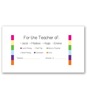 Summer Stripes Money Envelopes Personalized | School Envelopes | Money Envelopes | Lunch Money | School Lunch | Class Trip | Cash To Teacher