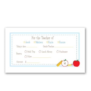 School Supplies Money Envelopes Personalized | School Envelopes | Money Envelopes | Lunch Money | School Lunch | Class Trip |Cash To Teacher