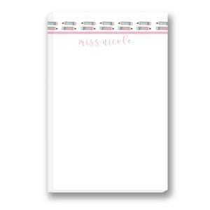 Pastel Pencils Personalized Teacher Notepad | Custom Teacher Note Pad | Teacher Stationery | Custom Teacher Gift | Teacher Appreciation