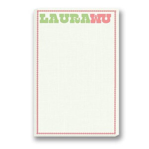 Laura Note Pad | Custom Note Pad | Custom Printed Notepads | Monogrammed Memo Pads | Personalized Pads | Customized Note Paper