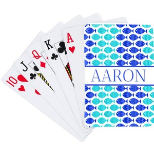 Blue Fishies Camp Cartes à jouer | | de jeu de cartes personnalisé Cartes à jouer personnalisées pour les enfants | Le parti favorise | Jeux personnalisés | Monogrammé