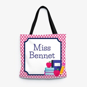 Teacher&#39;s Desk Gear Custom Teacher Tote | Personalized Teacher Tote Bag | Monogrammed Teacher Tote Bag | Customized Teacher Tote