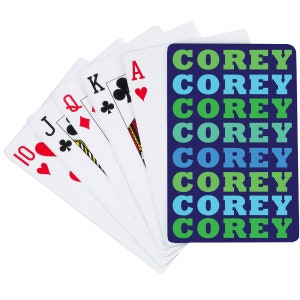 Name in Brights Navy Playing Cards  | Custom Card Deck | Personalized Playing Cards for Kids | Party Favors | Customized Games | Kids Games
