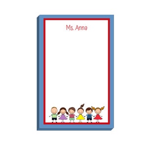 Kids in a Row Personalized Teacher Notepad | Custom Teacher Note Pad | Teacher Stationery | Custom Teacher Gift | Teacher Appreciation |Memo