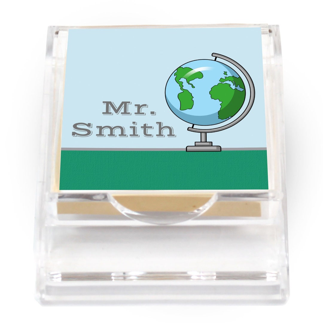 World Globe Acrylic Sticky Note Holder Custom Teacher Gift Teacher