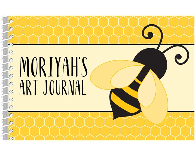 Buzzy Bee Art Journal | Custom Sketch Book | Monogrammed Sketchbook | Personalized Kids Gift | Kids Journal | Drawing Pad | Custom Kids Art