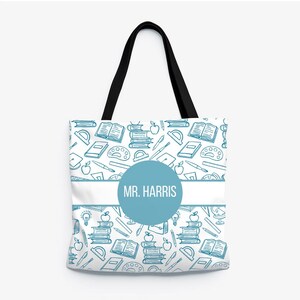 School Tools Custom Teacher Tote | Personalized Teacher Tote Bag | Monogrammed Teacher Tote Bag | Customized Teacher Tote