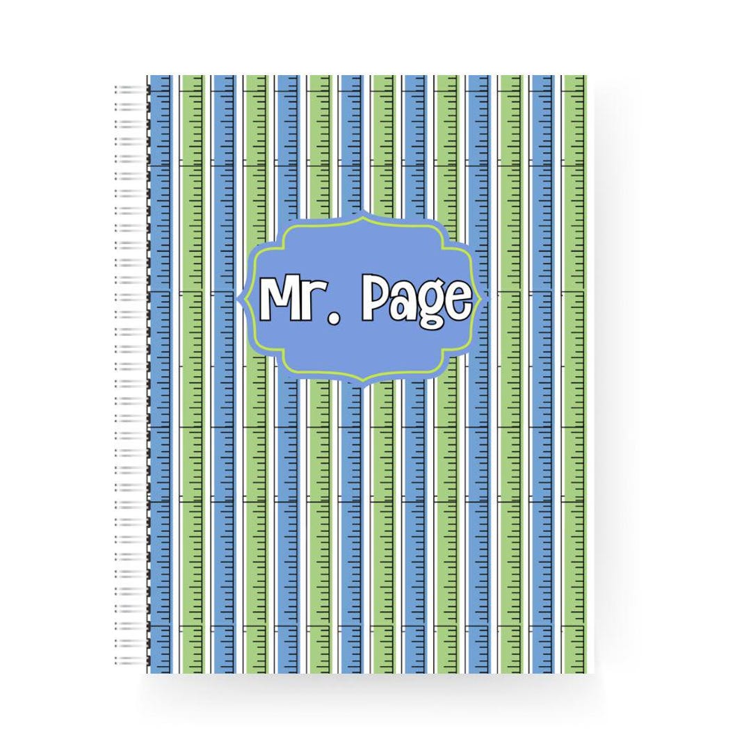 Nps Note Book Ruler Personalized Measure up Teacher Spiral Notebook | Ruler Design, 8.5x11 ...
