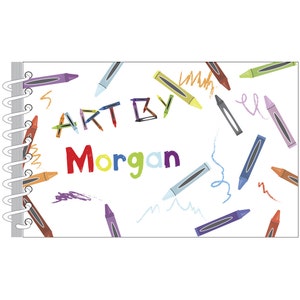 Crayon Art Personalized Art Journal | Custom Sketch Book | Monogrammed Sketchbook | Personalized Gift for Kids | Customized Drawing Pad