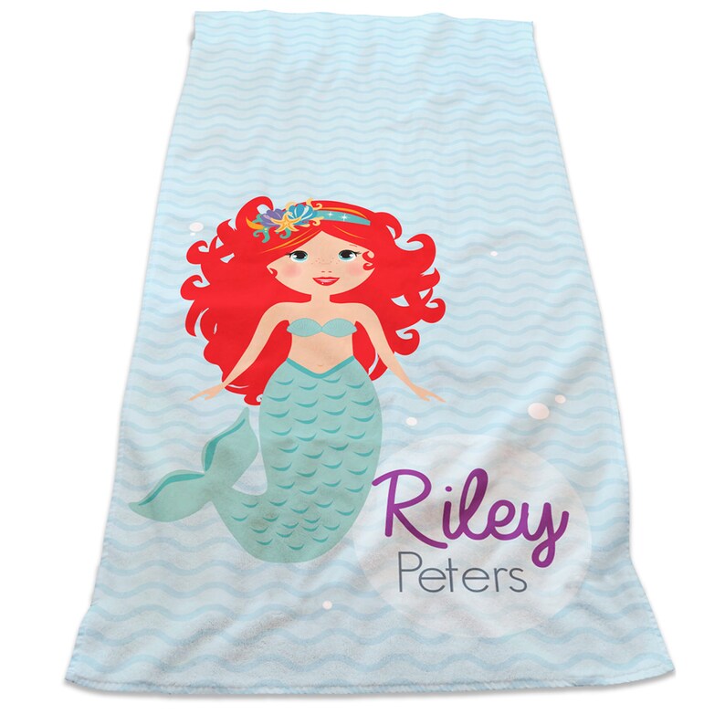 Mermaid Personalized Beach Towel Kids Towels Custom Camp Etsy