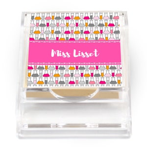 Lab Beaker Pink Acrylic Sticky Note Holder | Custom Teacher Gift | Teacher Appreciation Gift | Sticky Notes | Personalized Holiday Gifts