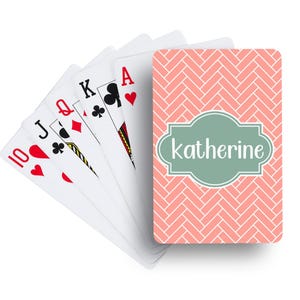 Herringbone Solid Salmon Playing Cards | Custom Card Decks | Personalized Playing Cards | Party Favors | Customized Games | Adult Poker