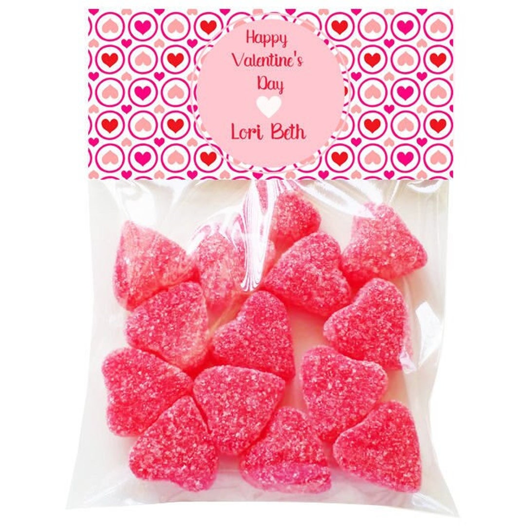 Pink Heart Valentine Candy Bag Toppers Valentine Candy Bags Etsy