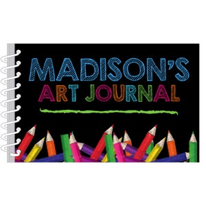 Bold Crayons Art Journal | Custom Sketch Book | Monogrammed Sketchbook | Personalized Kids Gift | Kids Journal | Drawing Pad
