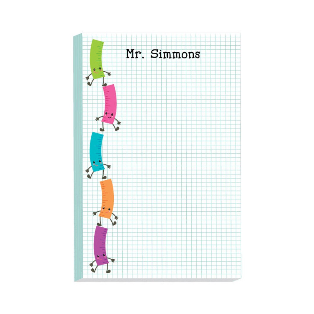 Student Rulers Personalized Teacher Notepad Custom Teacher Note Pad ...