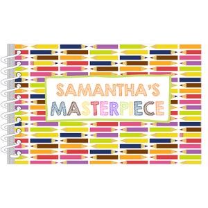 Multi Color Pencils Personalized Art Journal | Custom Sketch Book | Monogrammed Sketchbook | Personalized Kids Gift | Kids Journal