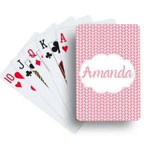 Herringbone Pastel Pink Playing Cards | Custom Card Decks | Personalized Playing Cards | Party Favors | Customized Games | Adult Poker Cards