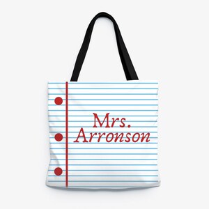 Teacher Lined Custom Teacher Tote | Personalized Teacher Tote Bag | Monogrammed Teacher Tote Bag | Customized Teacher Tote