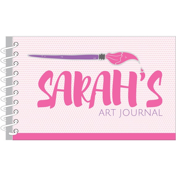 Pink Brush Personalized Art Journal Custom Sketch Book Monogrammed