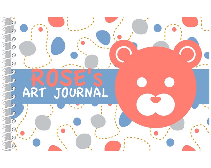 Bear Art Journal | Custom Sketch Book | Monogrammed Sketchbook | Personalized Kids Gift | Kids Journal | Drawing Pad | Custom Kids Art Book