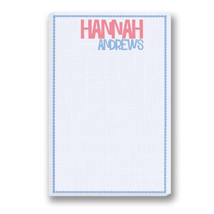 Hannah Note Pad | Custom Note Pad | Custom Printed Notepads | Monogrammed Memo Pads | Personalized Pads | Customized Note Paper