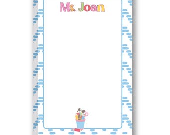 Personalized Pencil Cup Teacher Notepad | Teacher Gift | School Supplies | Classroom Desk Stationery