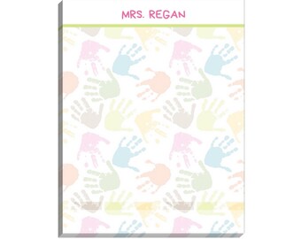 Cream Handprint Large Notepad | Teacher Appreciation Gift | Custom Printed Notepad | Monogrammed Teacher Gift | Custom Teacher Gift | Memo