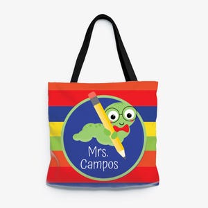 Noteworm Custom Teacher Tote | Personalized Teacher Tote Bag | Monogrammed Teacher Tote Bag | Customized Teacher Tote