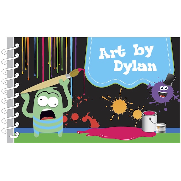 Artsy Monster Personalized Art Journal | Custom Sketch Book | Monogrammed Sketchbook | Personalized Gift for Kids