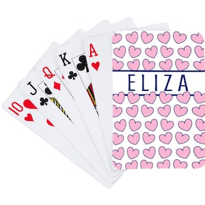 | de cartes à jouer pink hearts camp | de jeu de cartes personnalisé Cartes à jouer personnalisées pour les enfants | Le parti favorise | Jeux personnalisés | Monogrammé