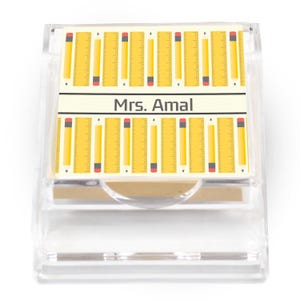 Pencils and Rulers Acrylic Sticky Note Holder | Custom Teacher Gift | Teacher Appreciation Gift | Sticky Notes