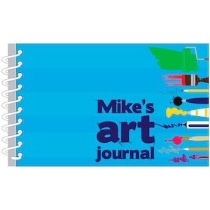 Artist Supplies Blue Personalized Art Journal | Custom Sketch Book | Monogrammed Sketchbook | Personalized Gift for Kids | Drawing Book