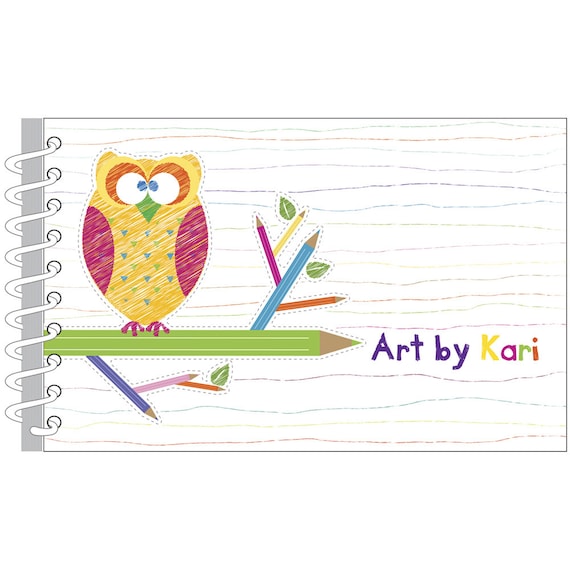 Owl Personalized Art Journal Custom Sketch Book Monogrammed Sketchbook  Personalized Gift for Kids Kids Drawing Journal Art Skills 