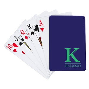 Green Initial Playing Cards  | Custom Card Decks | Personalized Playing Cards | Party Favors | Customized Games | Adult Card Game | Gifts
