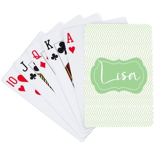 Monochromatic Chevron Green Playing Cards  | Custom Card Decks | Personalized Playing Cards | Party Favors | Customized Games | Poker Cards