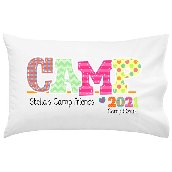 PERSONALIZED Camp Friends Pink Camp Pillowcase | Autograph Summer Camp Pillowcase | Sleepaway Camp Pillow Cover | Camp Pillow | Summer