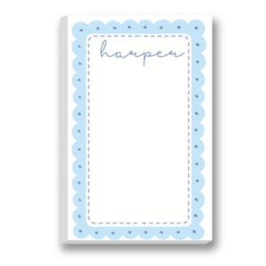 Scalloped Blue Note Pad | Custom Note Pad | Custom Printed Notepads | Monogrammed Memo Pads | Personalized Pads | Customized Note Paper