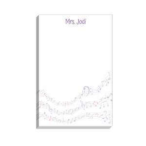 Faded Musical Notes Personalized Teacher Notepad | Custom Teacher Note Pad | Teacher Stationery | Custom Teacher Gift | Teacher Appreciation