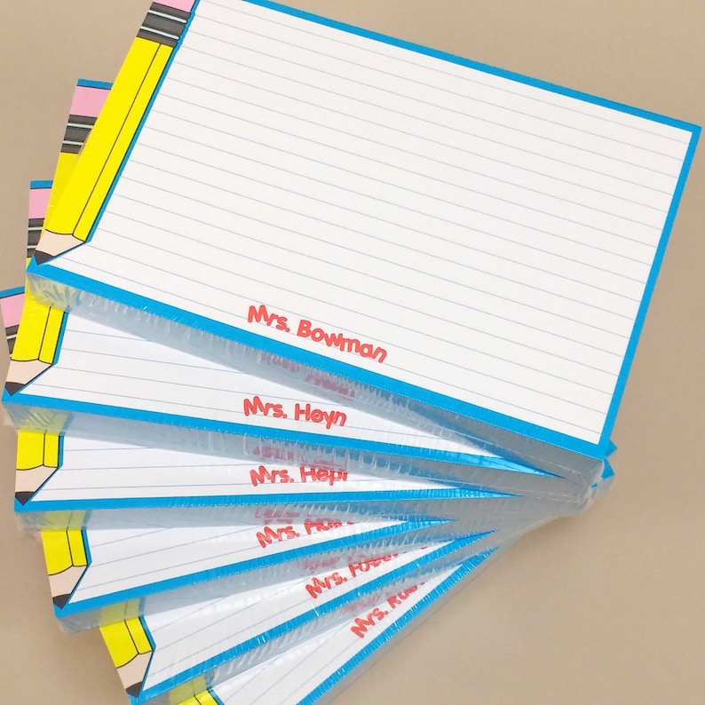 Big Pencil Personalized Teacher Notepad Custom Teacher Note Etsy